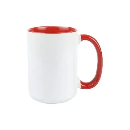 Taza interior y asa de color rojo 15 Oz – Para Sublimación