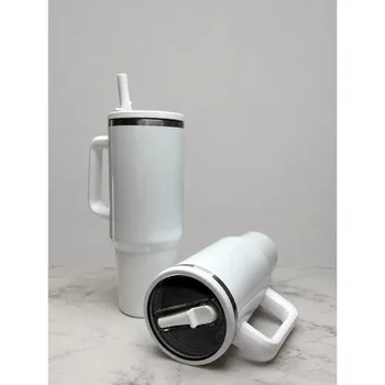 Tumbler de Acero Inoxidable 40oz Blanco – Estilo Stanley