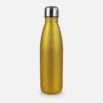 Doceperu Botella lechera doble pared glitter dorado · 500ml
