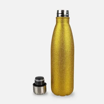 Doceperu Botella lechera doble pared glitter dorado · 500ml