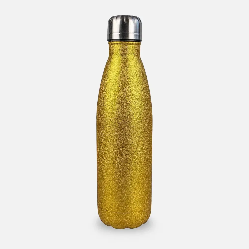 Doceperu Botella lechera doble pared glitter dorado · 500ml