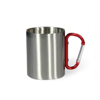 Courage Taza de acero con asa mosquetón rojo · 300ml