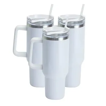 Auplex Tumbler de acero inoxidable 40oz blanco