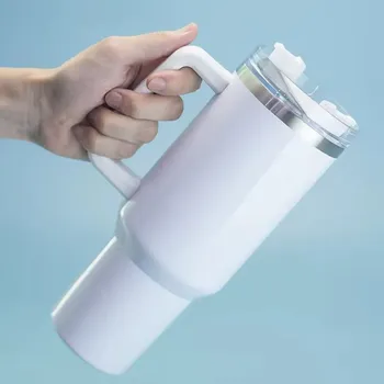 Auplex Tumbler de acero inoxidable 40oz blanco