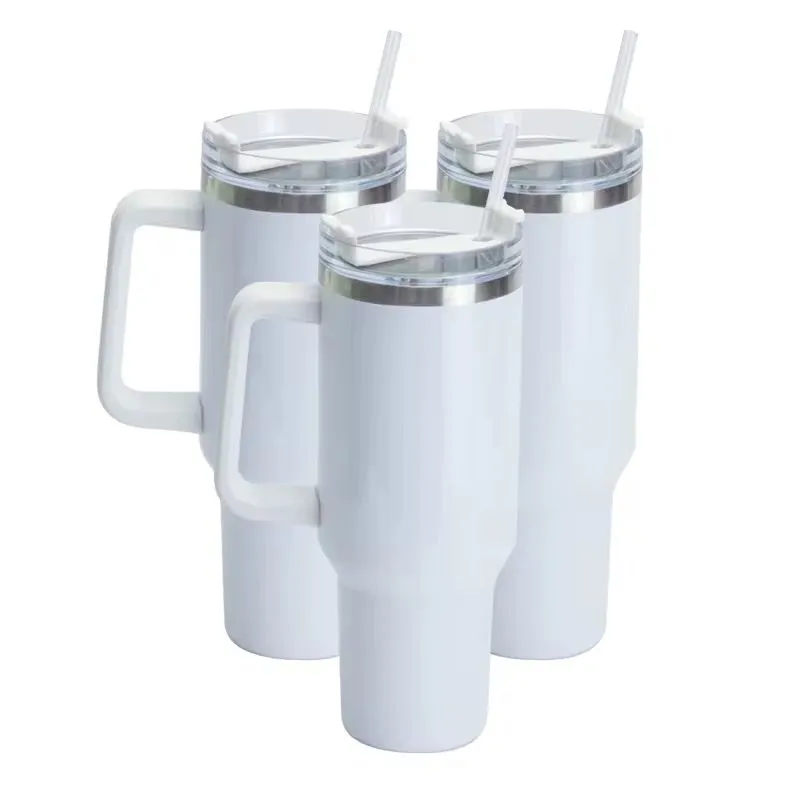 Auplex Tumbler de acero inoxidable 40oz blanco