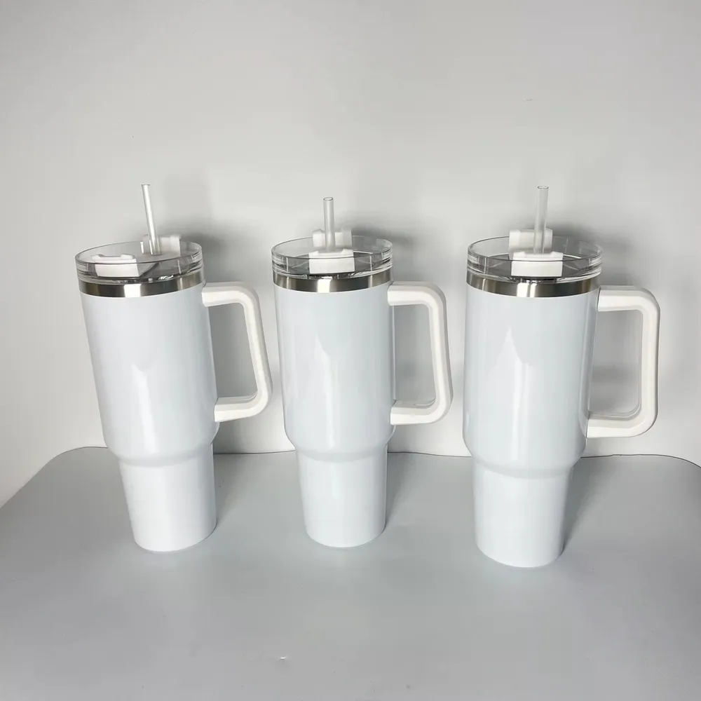 Auplex Tumbler de acero inoxidable 40oz blanco