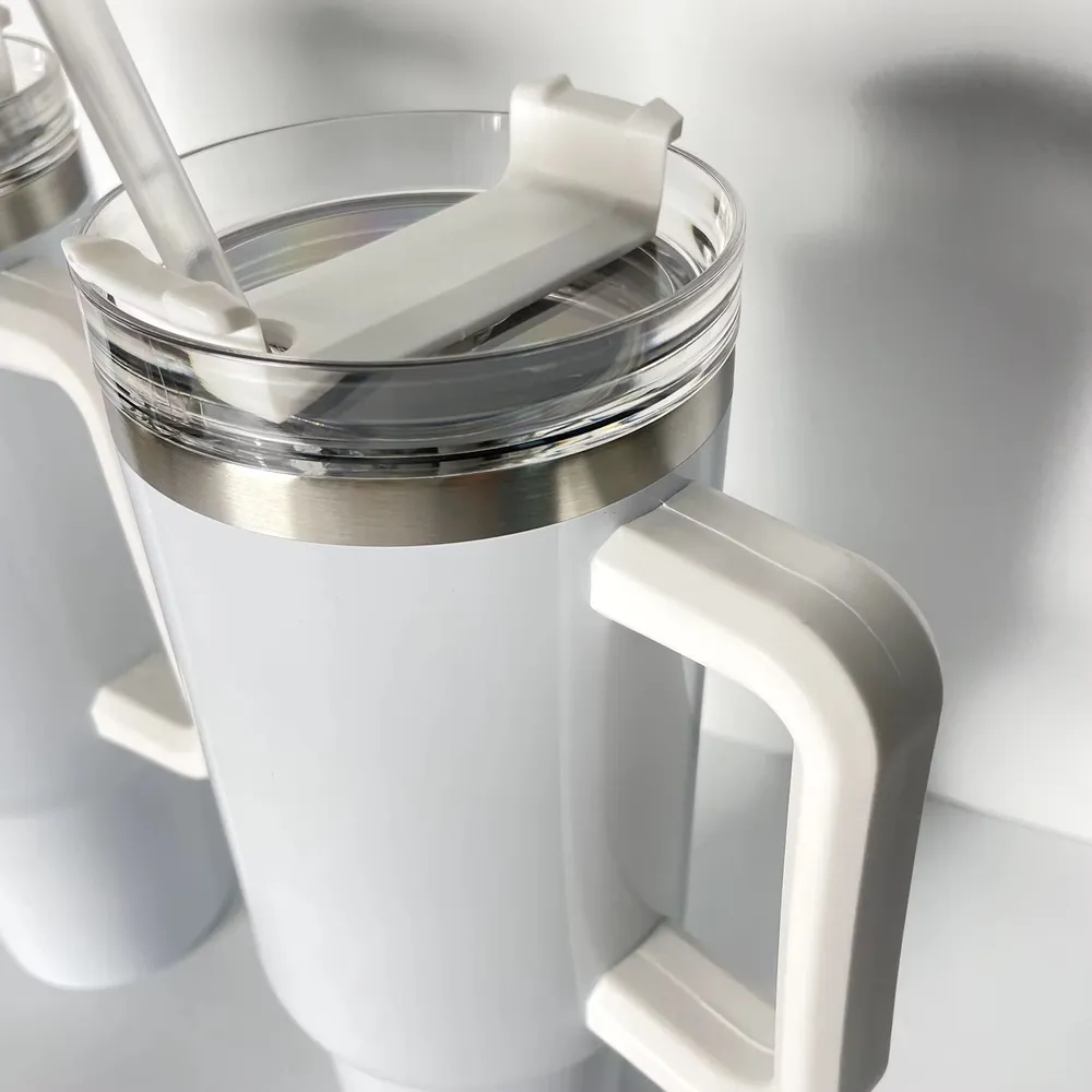Auplex Tumbler de acero inoxidable 40oz blanco