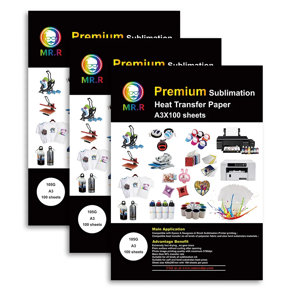 Papel de sublimación A3 105 g · 100 hojas