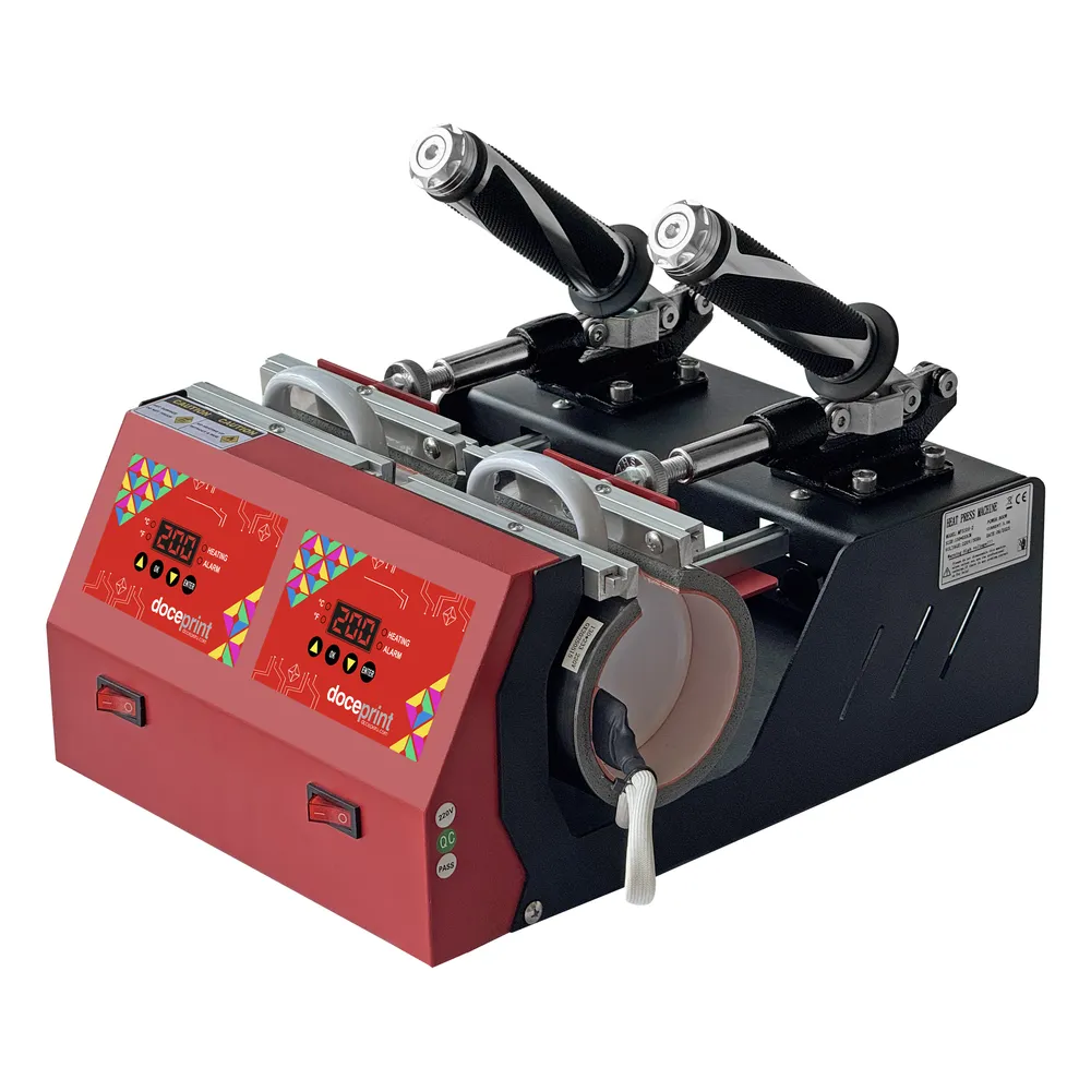 DocePrint Prensa semiautomática doble estación para sublimar tazas 11 Oz - 15 Oz