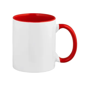 Doceperu Taza sublimable con color interno y asa rojo · 11oz