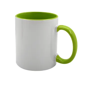 Doceperu Taza sublimable con color interno y asa verde · 11oz
