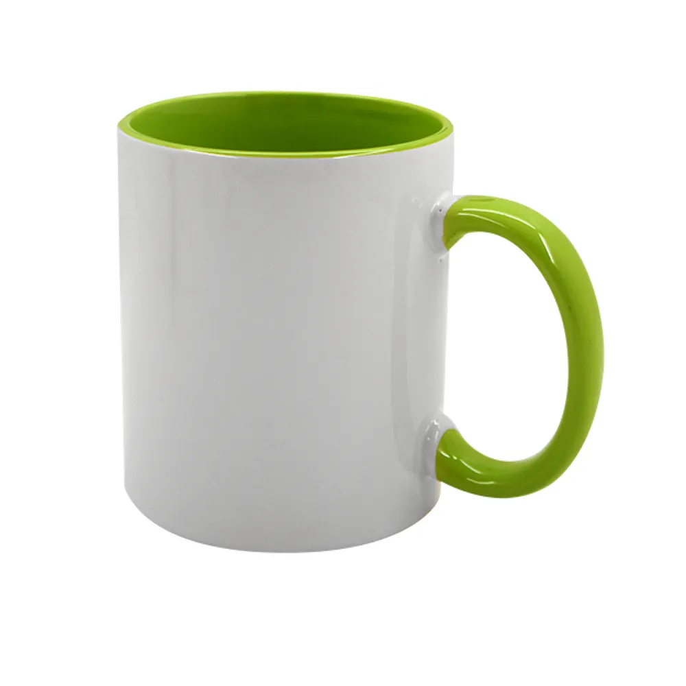 Doceperu Taza sublimable con color interno y asa verde · 11oz