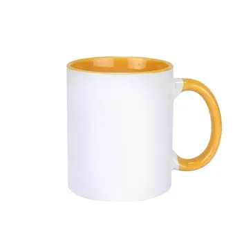 Doceperu Taza sublimable con color interno y asa amarillo · 11oz