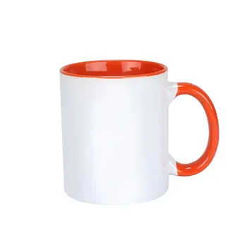Doceperu Taza sublimable con color interno y asa naranja · 11oz