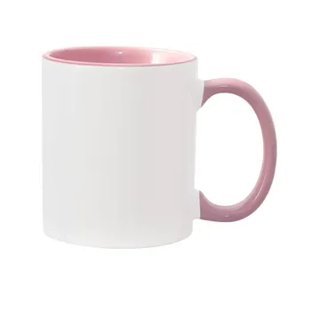 Doceperu Taza sublimable con color interno y asa rosado · 11oz