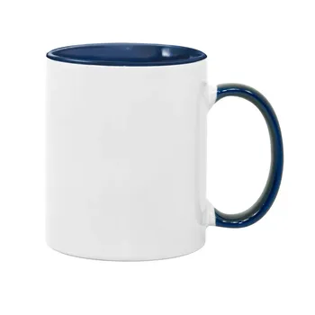 Doceperu Taza sublimable con color interno y asa azul oscuro · 11oz