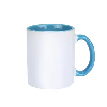 Doceperu Taza sublimable con color interno y asa celeste · 11oz