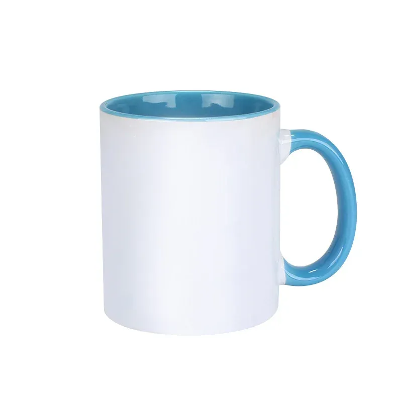 Doceperu Taza sublimable con color interno y asa celeste · 11oz