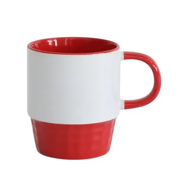 Doceperu Taza apilable sublimable con color interno y asa rojo · 11oz