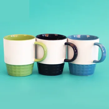 Doceperu Taza apilable sublimable con color interno y asa verde · 11oz