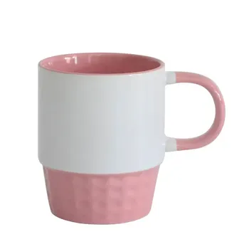 Doceperu Taza apilable sublimable con color interno y asa rosado · 11oz