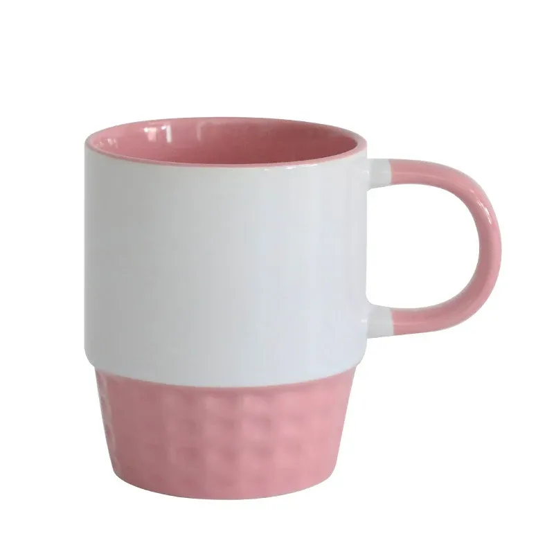 Doceperu Taza apilable sublimable con color interno y asa rosado · 11oz