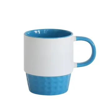 Doceperu Taza apilable sublimable con color interno y asa celeste · 11oz