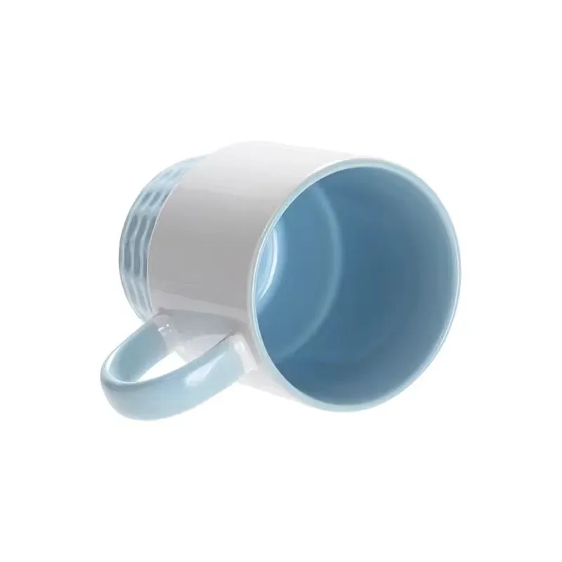 Doceperu Taza apilable sublimable con color interno y asa celeste · 11oz