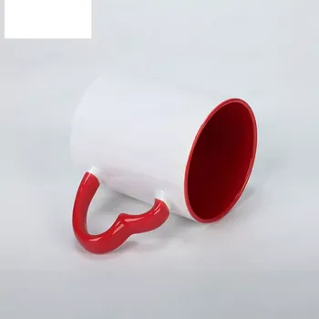 Doceperu Taza sublimable con asa corazón y color interno rojo · 11oz