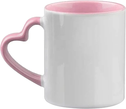 Taza con Asa de Corazón Rosada 11 oz – DocePrint