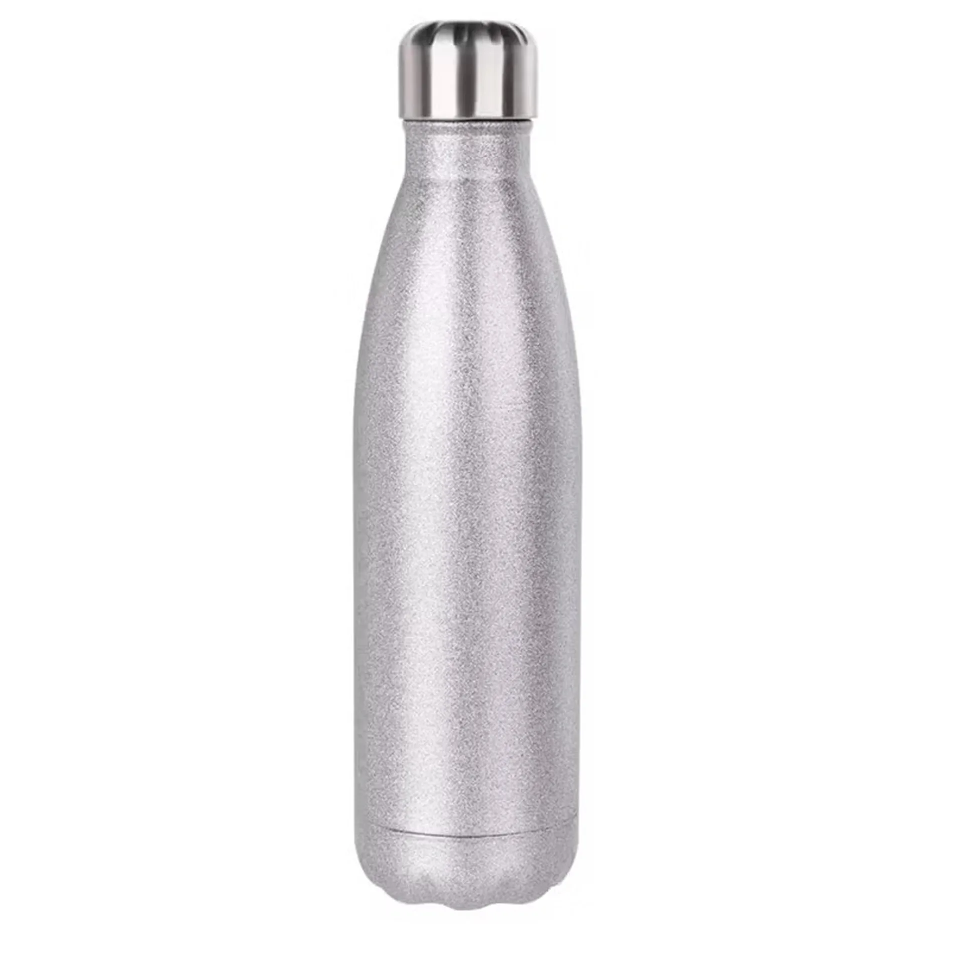 Botella Lechera Glitter 500 ml – Brillo y Elegancia para Personalizar (Color Plata)