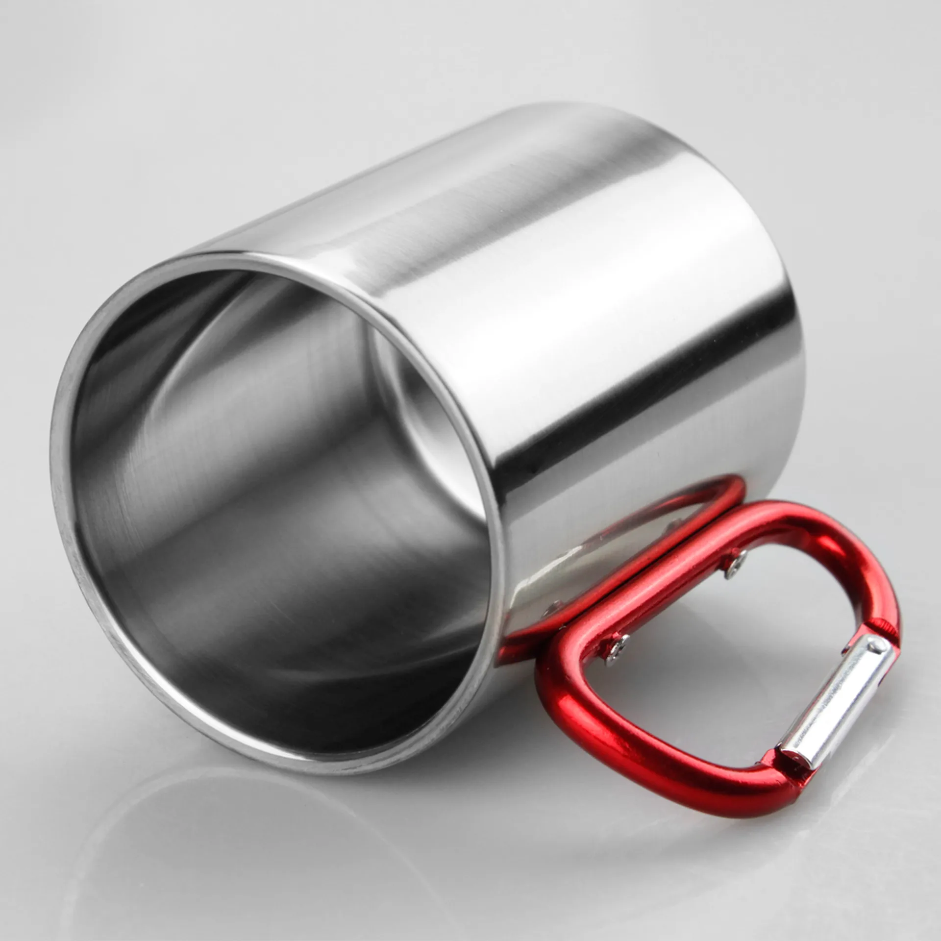 Taza de Acero Inoxidable con Asa Mosquetón Rojo 11 oz – Personalizable por Sublimación