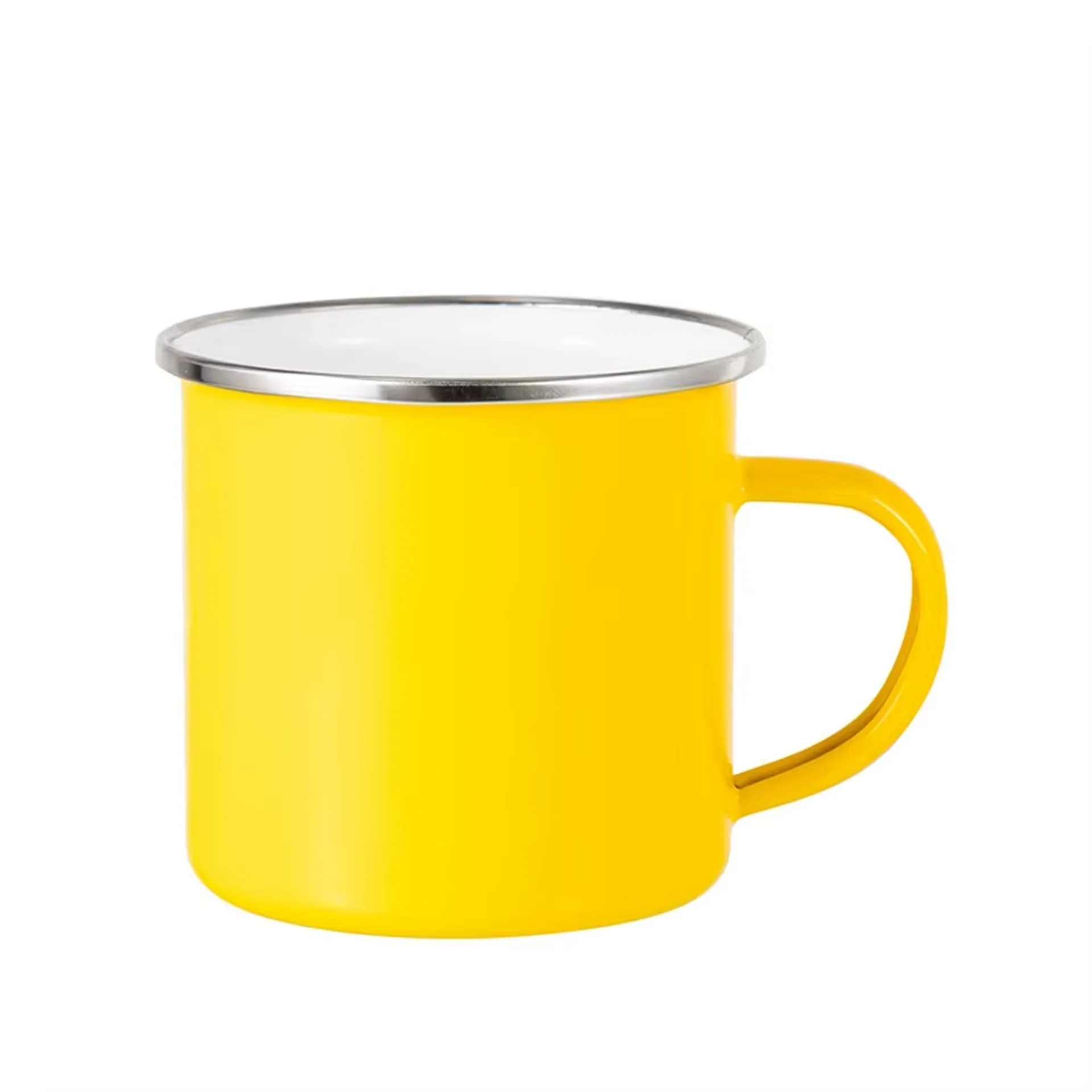 Taza Enamel Amarilla 12oz para Sublimación – Colores Rojo, Verde, Amarillo, Naranja y Azul