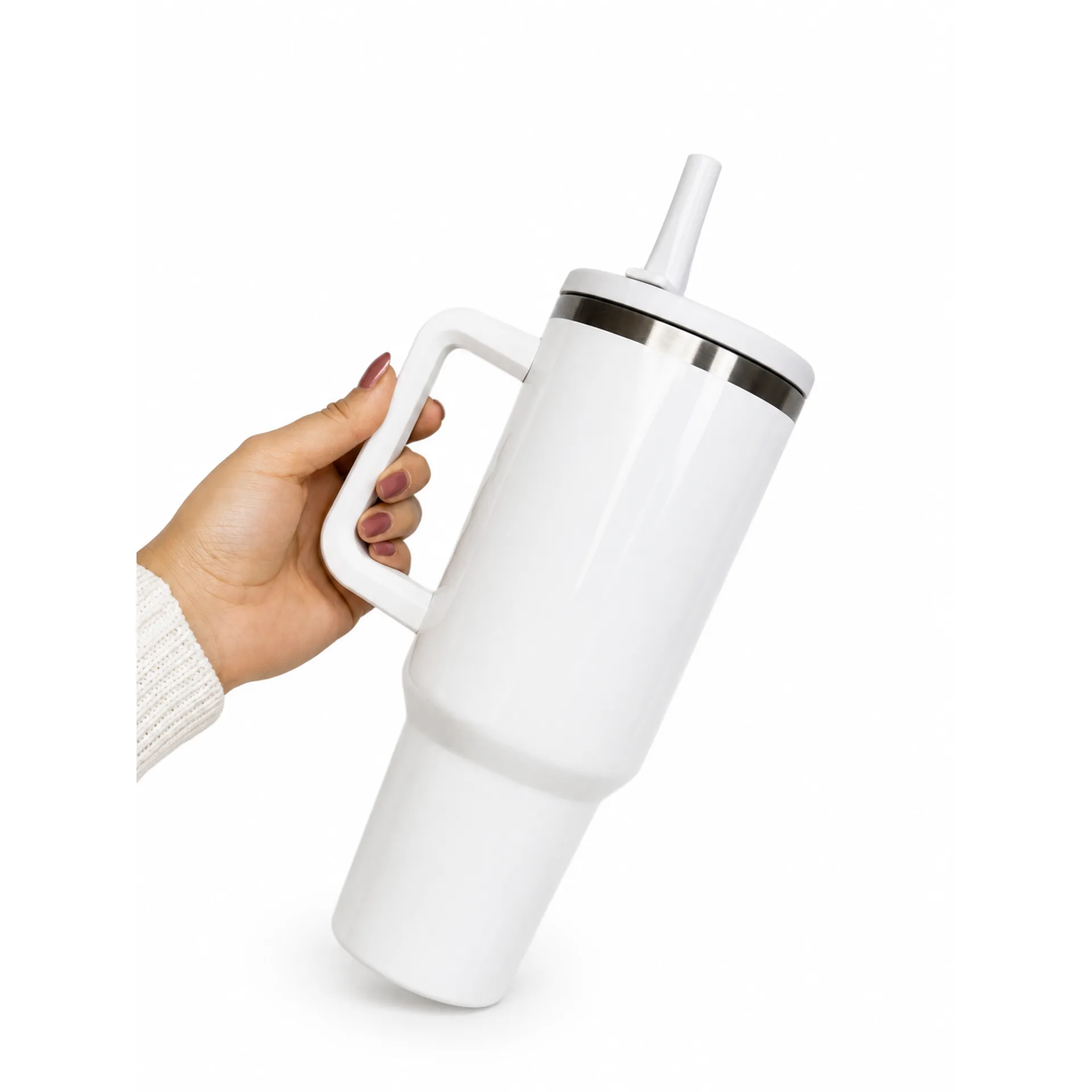 Tumbler de Acero Inoxidable 40oz Blanco – Estilo Stanley