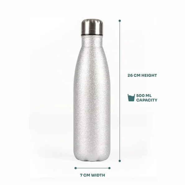 Termo lechero de acero sublimable glitter color plata